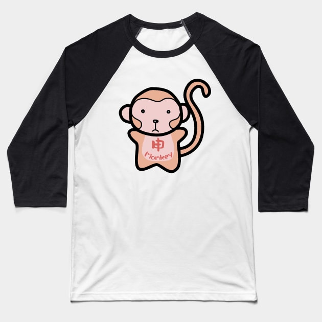 Chinese Zodiac Monkey Doodle Art Baseball T-Shirt by Takeda_Art